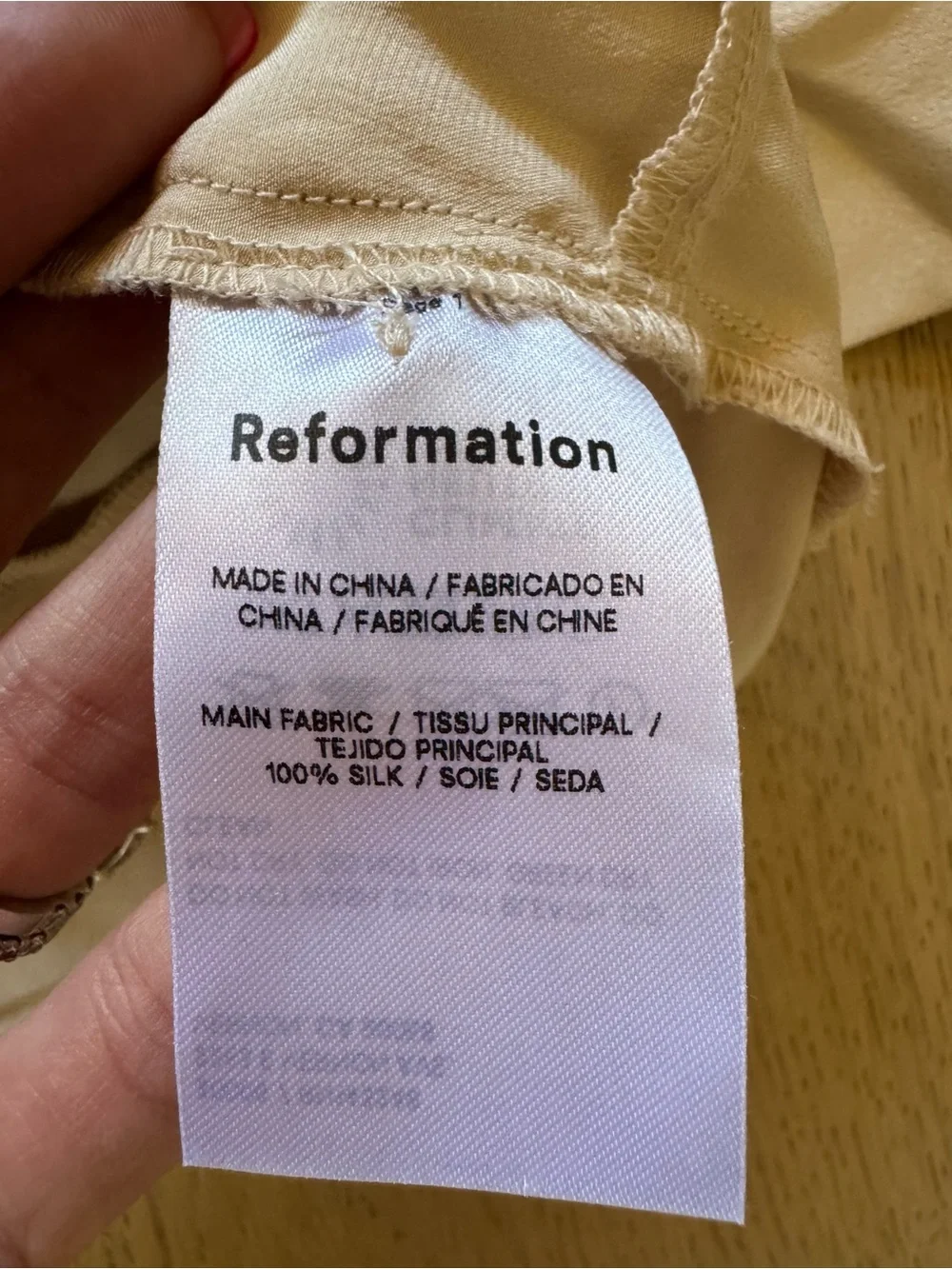 Reformation Satin V-Neck Blouse in Almond Cream - Picture 7 of 7